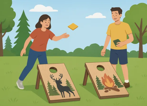 Transform Outdoor Events with Custom Hunting & Camping Cornhole Boards