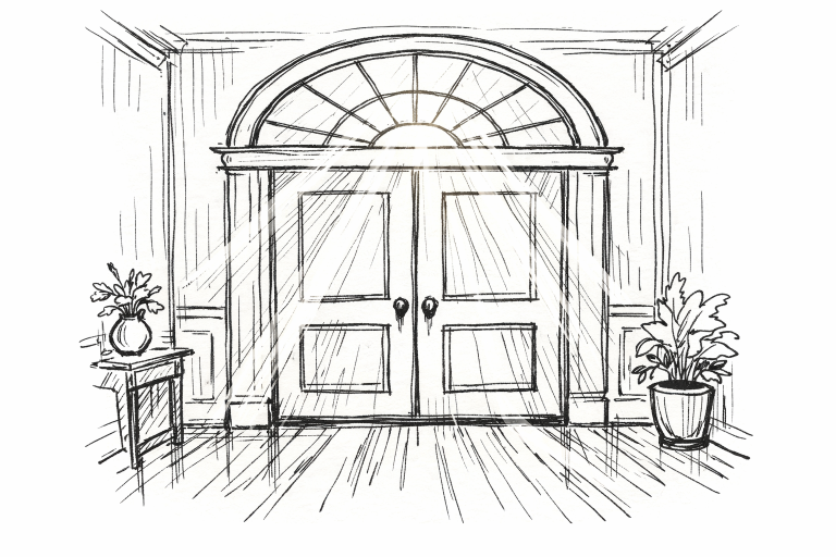 Double Doors With Transom Windows for Curb Appeal and Light